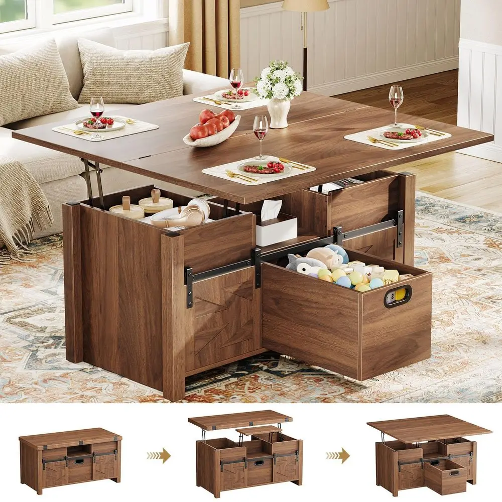 40 Farmhouse Lift Top Coffee Table with Sliding Barn Door,4 in 1 MultiFunction Coffee Tables with Storage Drawers amp Hidden Co
40 Farmhouse Lift Top Coffee Table with Sliding Barn Door,4 in 1 MultiFunction Coffee Tables with Storage Drawers amp Hidden Co