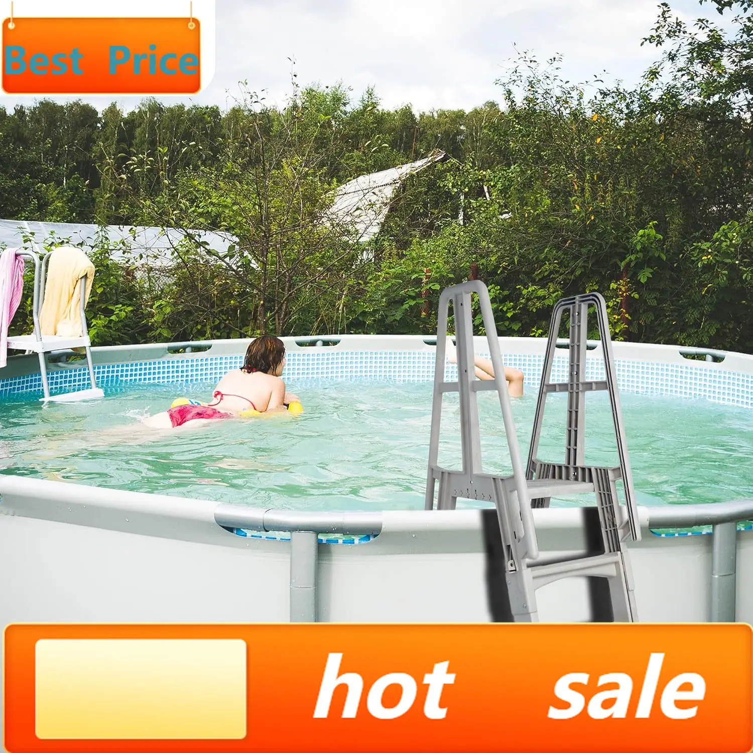 SLA A-Frame 48 to 56 Inch Adjustable Above Ground Swimming Pool Ladder Entry System with Slide Lock Barrier and Handrails, White
SLA A-Frame 48 to 56 Inch Adjustable Above Ground Swimming Pool Ladder Entry System with Slide Lock Barrier and Handrails, White