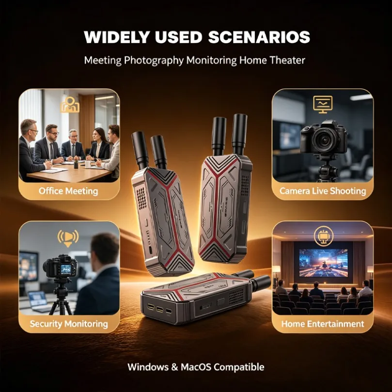 1KM Wireless HDMI-Compatible Transmission Set Plug and Play Without Network Low Latency 0.1s for DSLR Camera Laptop Monitor
1KM Wireless HDMI-Compatible Transmission Set Plug and Play Without Network Low Latency 0.1s for DSLR Camera Laptop Monitor