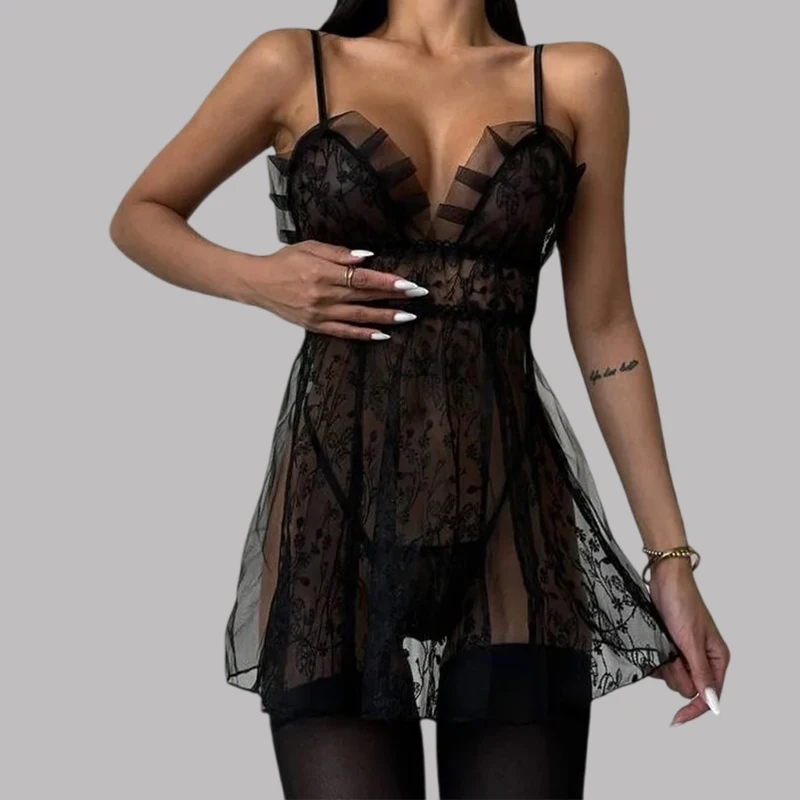 Toucheart Sexy Sling Sleeping Skirt with Panty See-through Lace Patchwork Slim Backless Hot Women Interesting Hollow Pajamas Set
Toucheart Sexy Sling Sleeping Skirt with Panty See-through Lace Patchwork Slim Backless Hot Women Interesting Hollow Pajamas Set