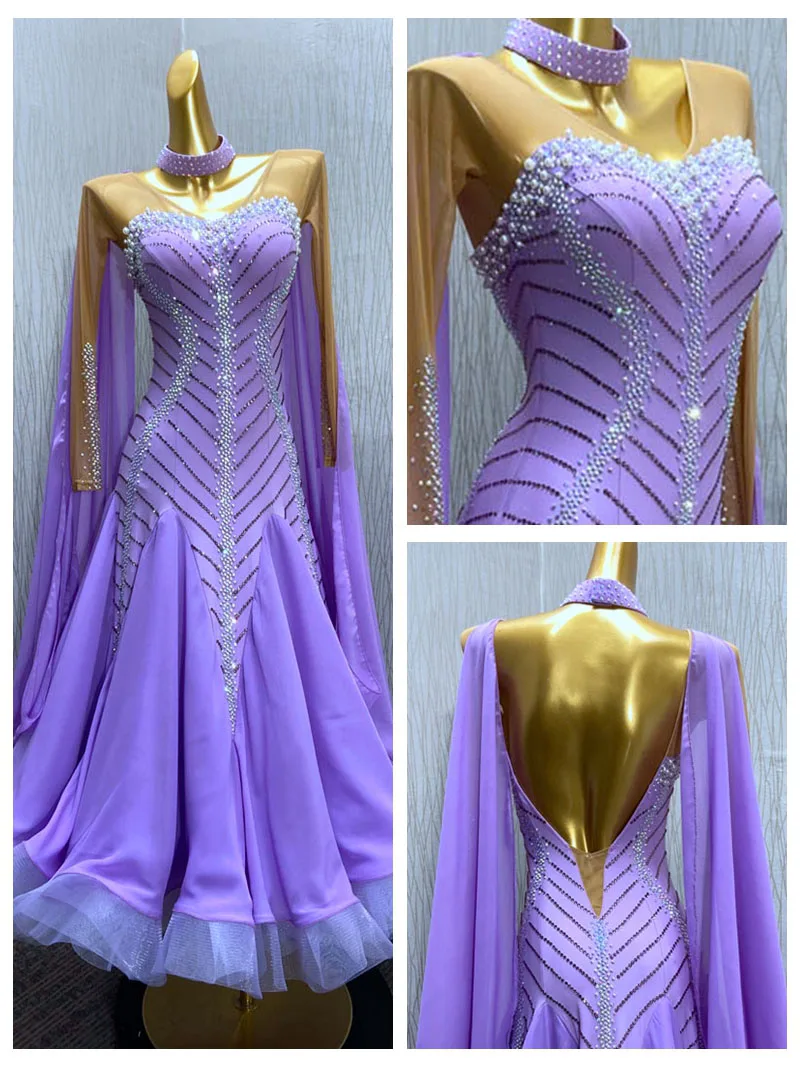 ballroom dance dress lavender Standard Dance Dress ballroom dress for Competition modern dance Costume stripe stones GOODANPAR
ballroom dance dress lavender Standard Dance Dress ballroom dress for Competition modern dance Costume stripe stones GOODANPAR