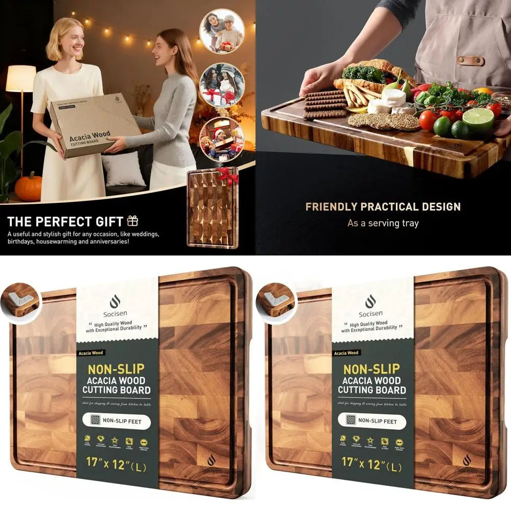 Разделочная доска из акации с противоскользящим покрытием, канавкой для сока и отсеком для хранения
Разделочная доска из акации с противоскользящим покрытием, канавкой для сока и отсеком для хранения