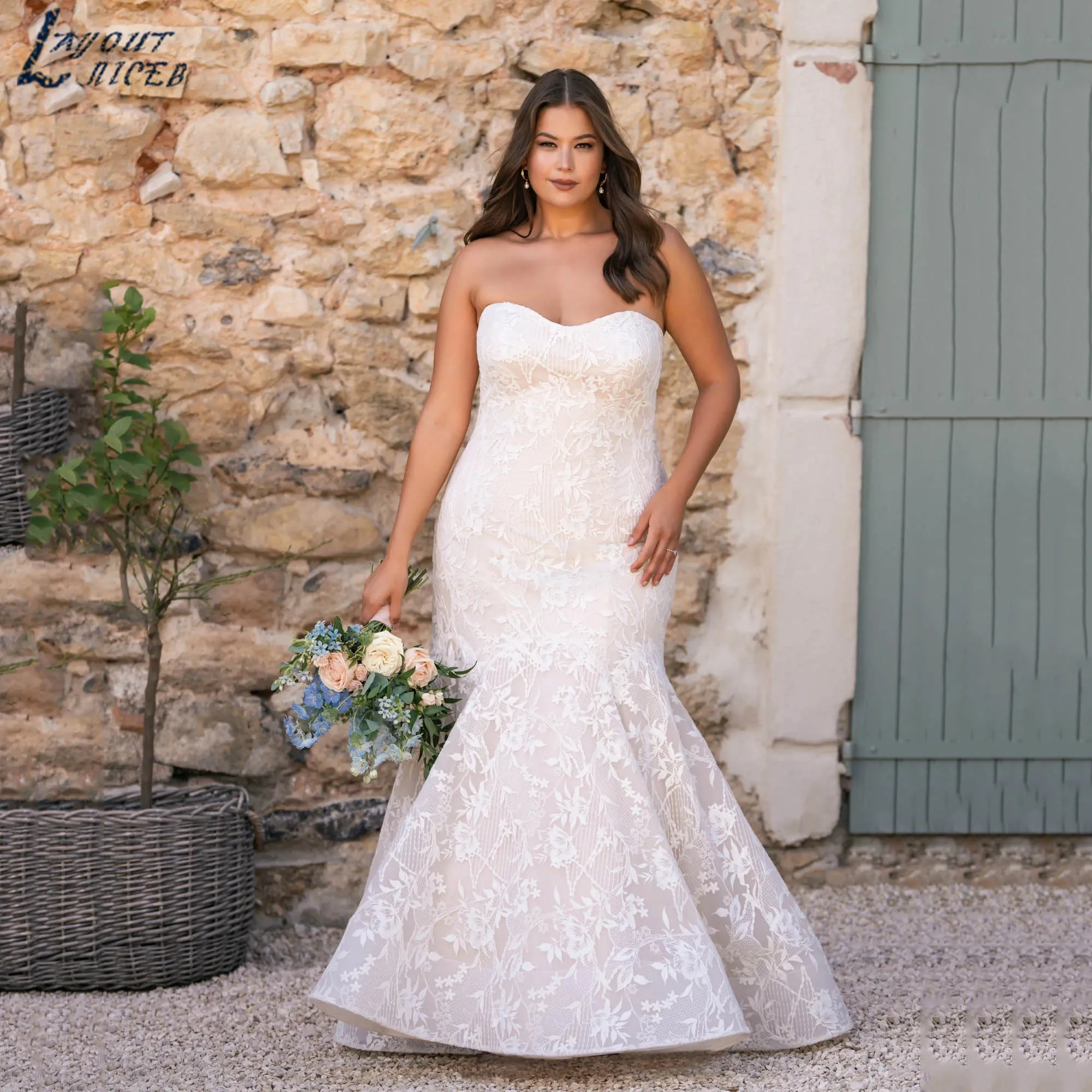 Exquisite Lace Mermaid Wedding Dresses Strapless Sleeveless Gowns For Bride Plus Size Backless vestidos de novia 2025 Customized
Exquisite Lace Mermaid Wedding Dresses Strapless Sleeveless Gowns For Bride Plus Size Backless vestidos de novia 2025 Customized