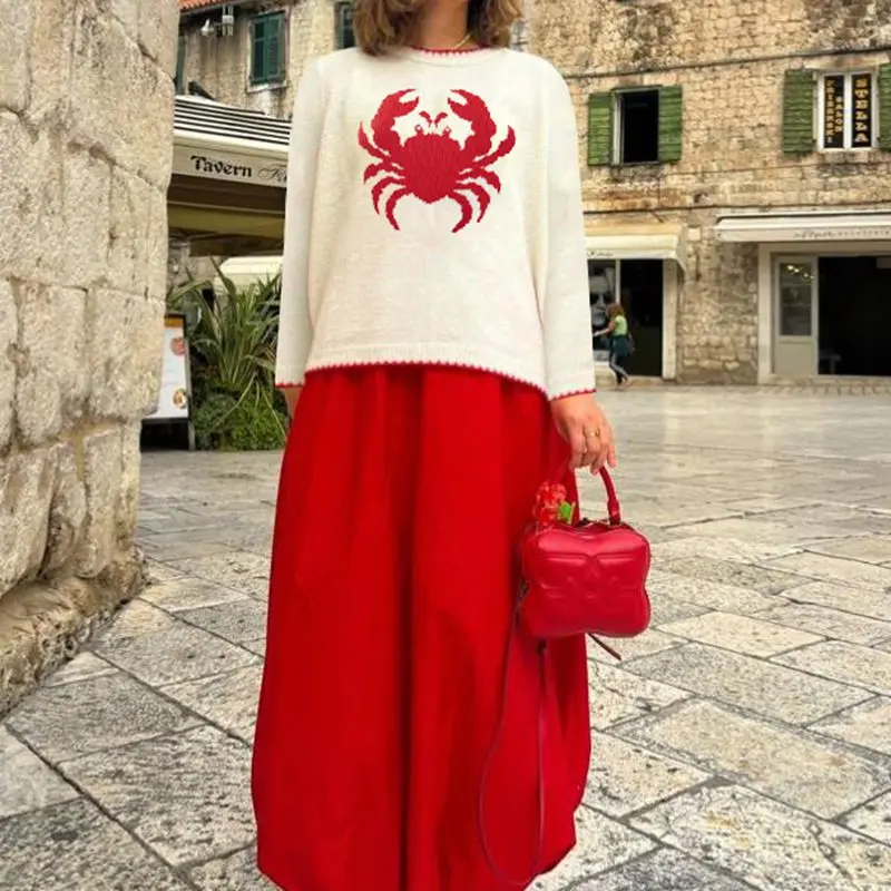 Combhasaki Women Graphic Casual Sweater Y2K Crab/Lobster Pattern Crew Neck Long Sleeve Pullover Knitwear Tops Streetwear
Combhasaki Women Graphic Casual Sweater Y2K Crab/Lobster Pattern Crew Neck Long Sleeve Pullover Knitwear Tops Streetwear