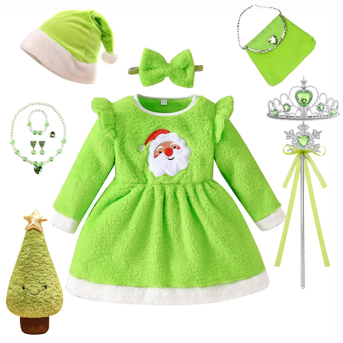 Christmas Winter Girls Warm Fluffy Princess Dress Santa Claus Snowflake Print Long-Sleeved Skirt Somes With Hairpin Accessories
Christmas Winter Girls Warm Fluffy Princess Dress Santa Claus Snowflake Print Long-Sleeved Skirt Somes With Hairpin Accessories