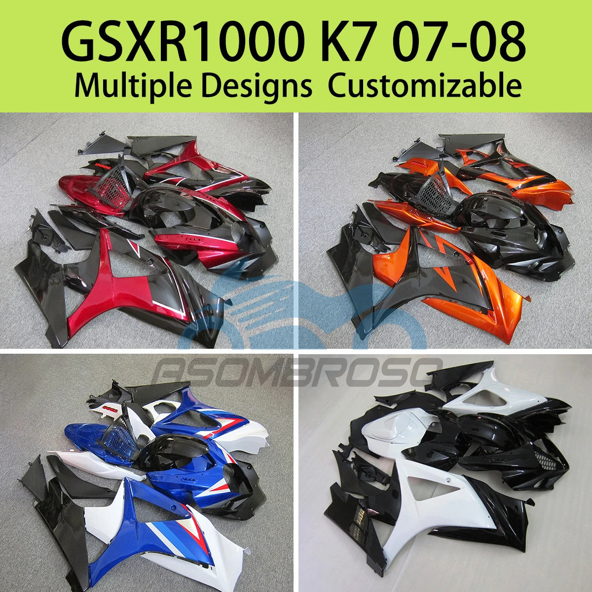 Full Fairings for SUZUKI GSXR1000 K7 07 08 Motorcycle Racing Customized Shell Body Parts Fairing Kit GSXR 1000 2007 2008
Full Fairings for SUZUKI GSXR1000 K7 07 08 Motorcycle Racing Customized Shell Body Parts Fairing Kit GSXR 1000 2007 2008