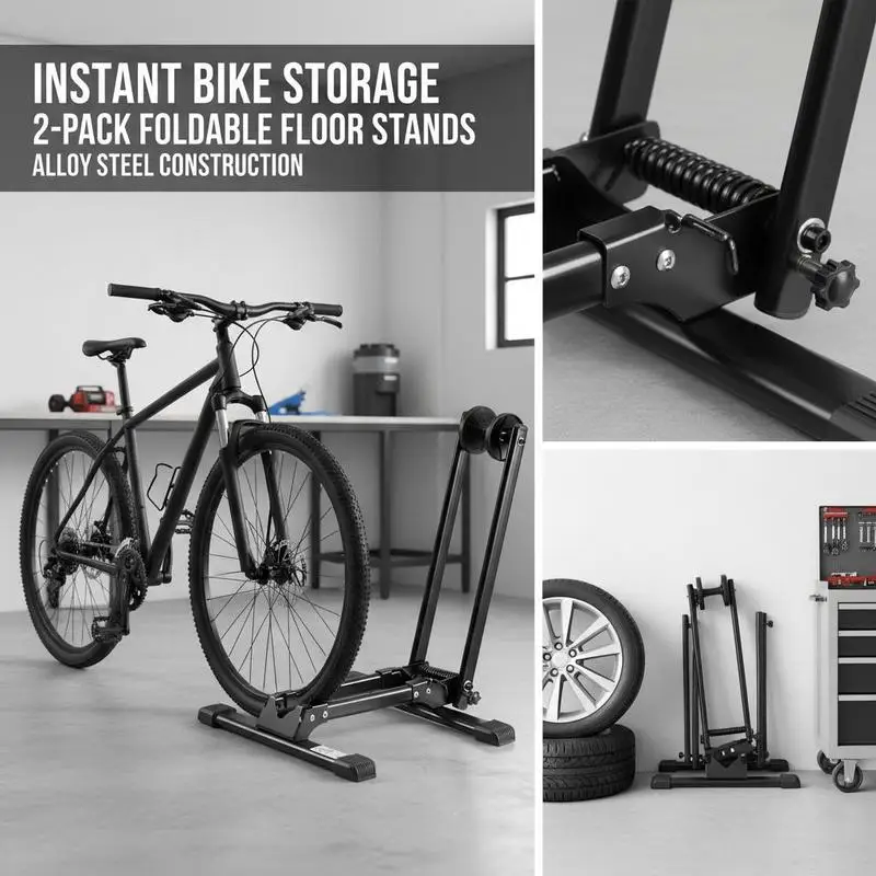Free Shipping-Bike Racks 2 Pack, Fits 20 to 29 Inch Mountain & Road Bikes, Alloy Steel Rust-Resistant Bike Floor Stand Rack, Fol
Free Shipping-Bike Racks 2 Pack, Fits 20 to 29 Inch Mountain & Road Bikes, Alloy Steel Rust-Resistant Bike Floor Stand Rack, Fol