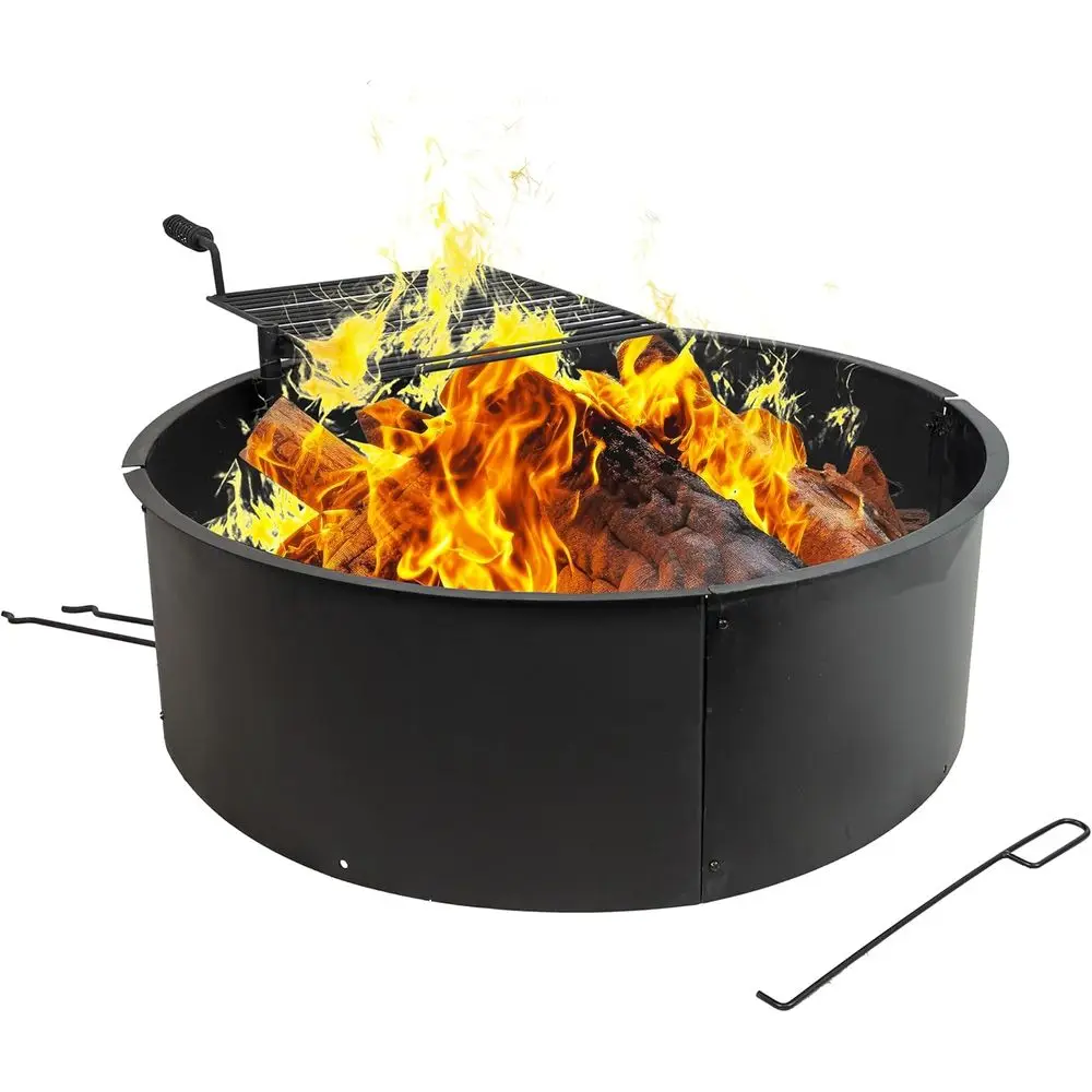 Outdoor ire Pit Ring - Heavy-Duty Round Steel ire Ring with Cooking Grate and Poker - 36-Inch Outer/34-Inch Inner Diameter
Outdoor ire Pit Ring - Heavy-Duty Round Steel ire Ring with Cooking Grate and Poker - 36-Inch Outer/34-Inch Inner Diameter