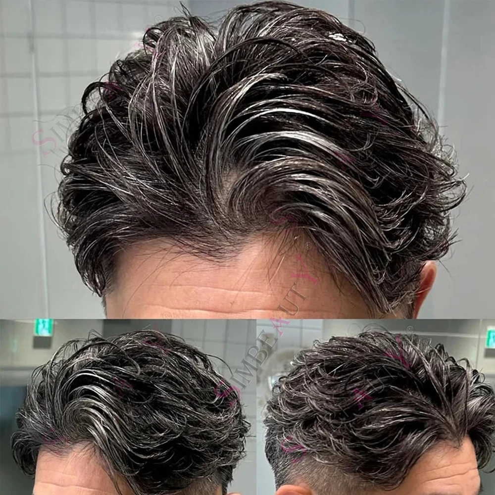 Durable Grey 1b30 Men Hairloss Easy Wear 100% Human Hair Wavy Hairpiece System Posthess Capillary 0.12mm Injection PU Men Toupee
Durable Grey 1b30 Men Hairloss Easy Wear 100% Human Hair Wavy Hairpiece System Posthess Capillary 0.12mm Injection PU Men Toupee