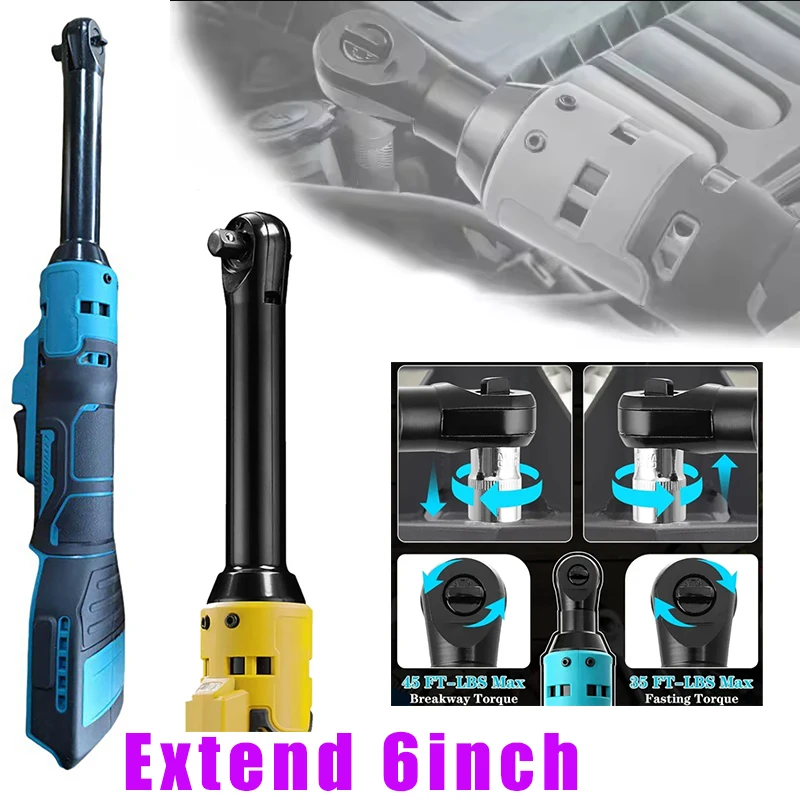 1/2" 3/8" Head Electric Ratchet Wrench 220N.m Cordless Wrench Extended 6'' Ratchet Wrench Ratchet Tool for Makita Dewalt Battery
1/2" 3/8" Head Electric Ratchet Wrench 220N.m Cordless Wrench Extended 6'' Ratchet Wrench Ratchet Tool for Makita Dewalt Battery