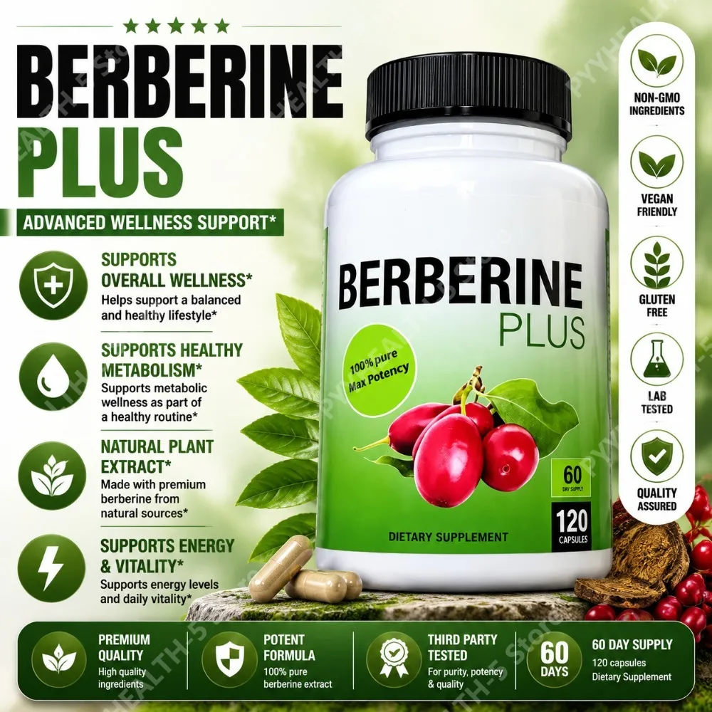Berberine Plus 1200mg with Royal Jelly, 120 Vegetarian Capsules, Supports Daily Wellness & General Health
Berberine Plus 1200mg with Royal Jelly, 120 Vegetarian Capsules, Supports Daily Wellness & General Health