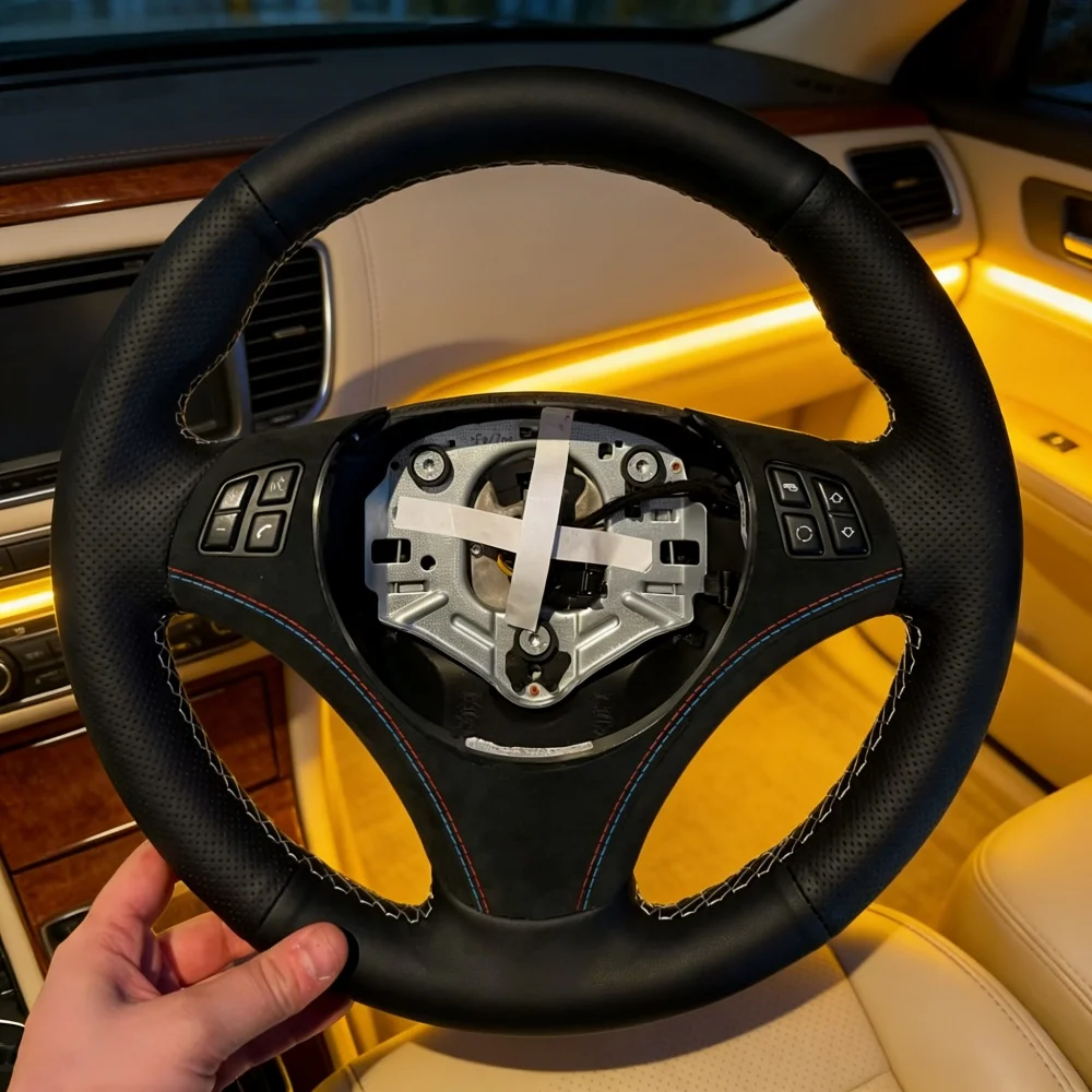 Custom Car Steering Wheel Cover M Sport M3 E90 E91 E92 E93 E87 E81 E82 E88 E84 Hand Sewn Leather Steering Wrap Cover For BMW X1
Custom Car Steering Wheel Cover M Sport M3 E90 E91 E92 E93 E87 E81 E82 E88 E84 Hand Sewn Leather Steering Wrap Cover For BMW X1