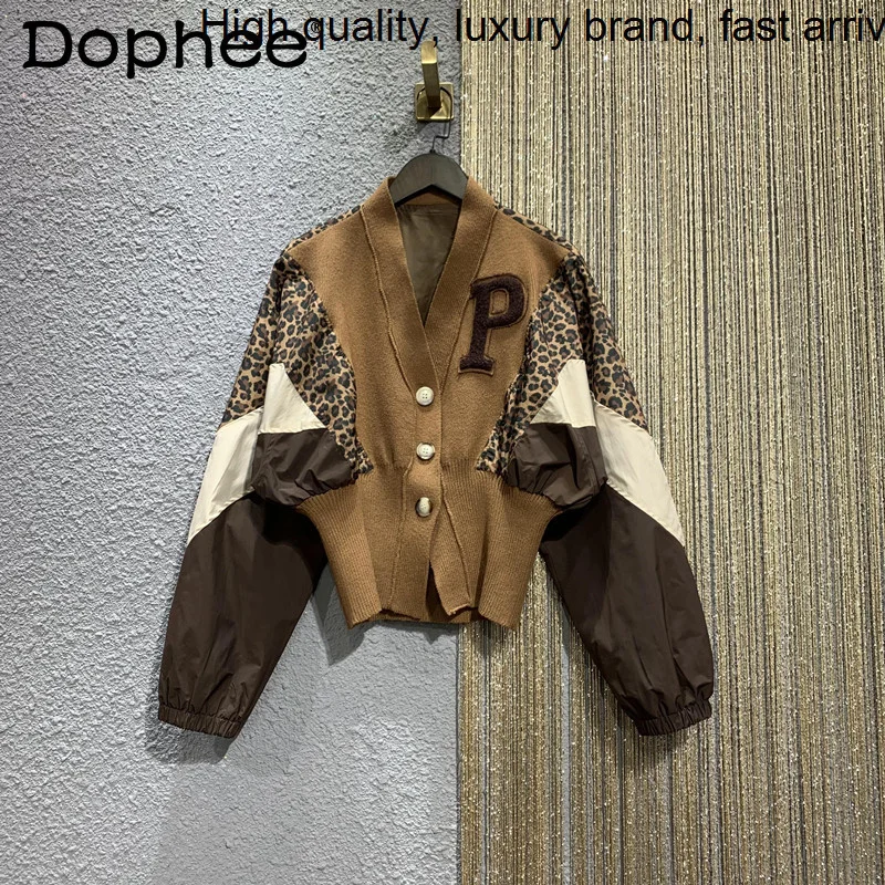 Contrast Patchwork Color Leopard Knitted Coat for Women V-neck High Waist Knit Sweater Top 2023 Fall spring Crop Cardigan Jacket
Contrast Patchwork Color Leopard Knitted Coat for Women V-neck High Waist Knit Sweater Top 2023 Fall spring Crop Cardigan Jacket