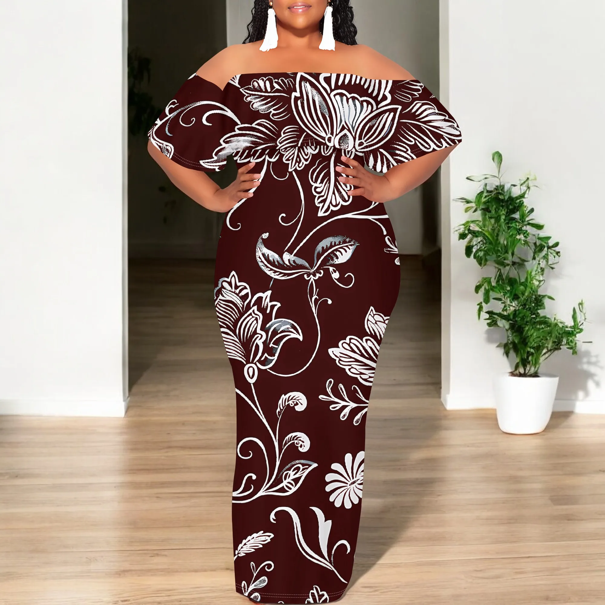 Women's Tight Hips-Wrapped Geometric Off-Shoulder Ruffle Short Sleeve Dress Vibrant Cultural Party Casual Maxi Dress
Women's Tight Hips-Wrapped Geometric Off-Shoulder Ruffle Short Sleeve Dress Vibrant Cultural Party Casual Maxi Dress
