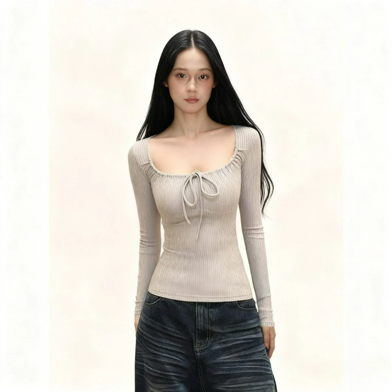 Новый дизайн, топ с квадратным вырезом и внутренним базовым слоем, осень 2026, трикотажная футболка с длинными рукавами на шнуровке в американском стиле Spice Girl для женщин
Новый дизайн, топ с квадратным вырезом и внутренним базовым слоем, осень 2026, трикотажная футболка с длинными рукавами на шнуровке в американском стиле Spice Girl для женщин