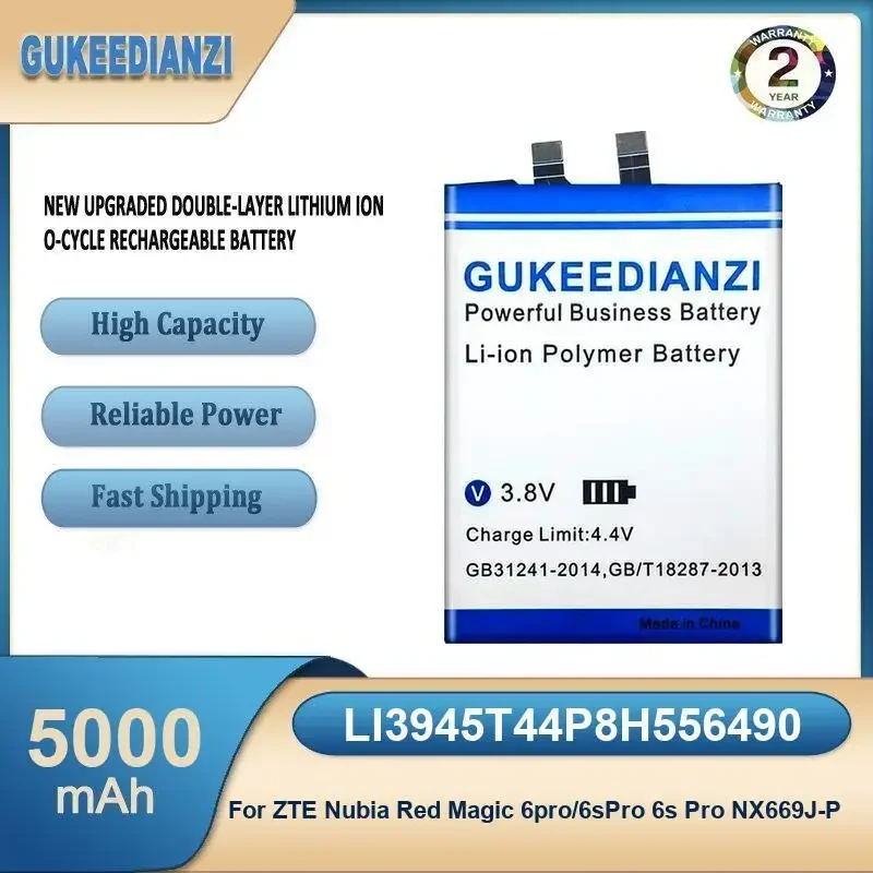 LI3945T44P8H556490 5000mAh High Capacity Mobile Phone Battery For ZTE Nubia Red Magic 6pro/6sPro 6s Pro NX669J-P
LI3945T44P8H556490 5000mAh High Capacity Mobile Phone Battery For ZTE Nubia Red Magic 6pro/6sPro 6s Pro NX669J-P
