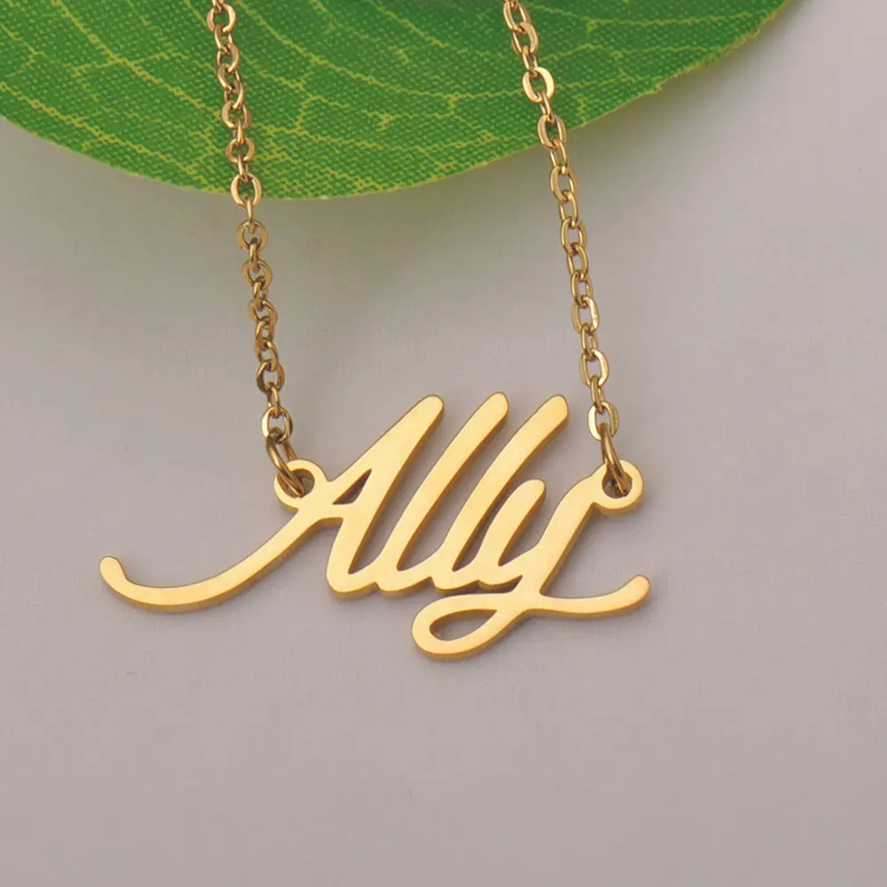 AOLOSHOW Ally Gold Color Stainless Steel Name Necklace for Women Personalized Jewelry Letter Pendant Choker Collares Para Mujer
AOLOSHOW Ally Gold Color Stainless Steel Name Necklace for Women Personalized Jewelry Letter Pendant Choker Collares Para Mujer
