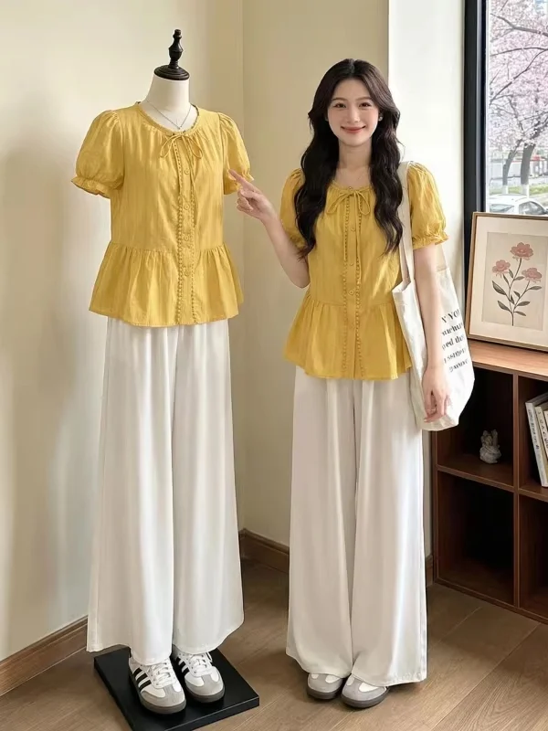 Dopamine Yellow Short Sleeve Shirt Women's Summer New Style plus Size Doll Shirt Korean Version Loose Fit Commute Style
Dopamine Yellow Short Sleeve Shirt Women's Summer New Style plus Size Doll Shirt Korean Version Loose Fit Commute Style