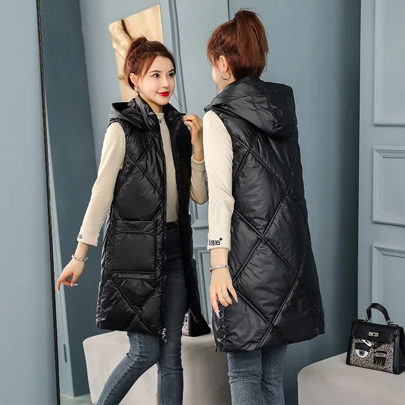 2025 New Autumn Winter Glossy Down Cotton Vest Jacket Women Mid-Long Detachable Hooded Sleeveless Waistcoat Parkas Vest Overcoat
2025 New Autumn Winter Glossy Down Cotton Vest Jacket Women Mid-Long Detachable Hooded Sleeveless Waistcoat Parkas Vest Overcoat