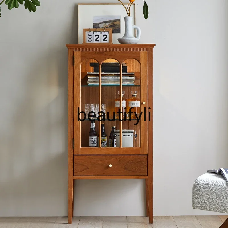 Retro wine cabinet All solid wood log display cabinet Glass household locker with lamp
Retro wine cabinet All solid wood log display cabinet Glass household locker with lamp