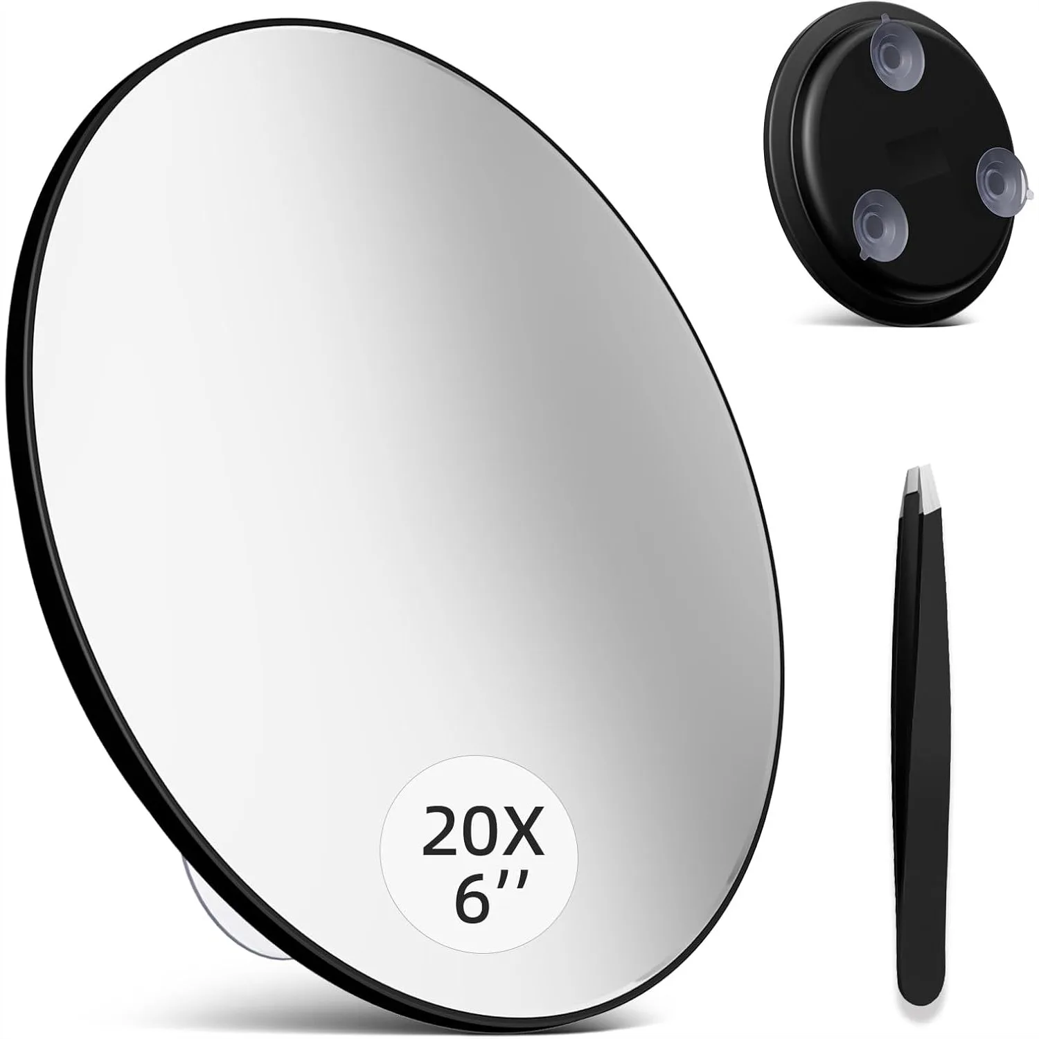 6 Inch 20x Magnifying Mirror with Tweezers, Large Travel Mirror with Suction Cups for Detailed Makeup and Grooming
6 Inch 20x Magnifying Mirror with Tweezers, Large Travel Mirror with Suction Cups for Detailed Makeup and Grooming