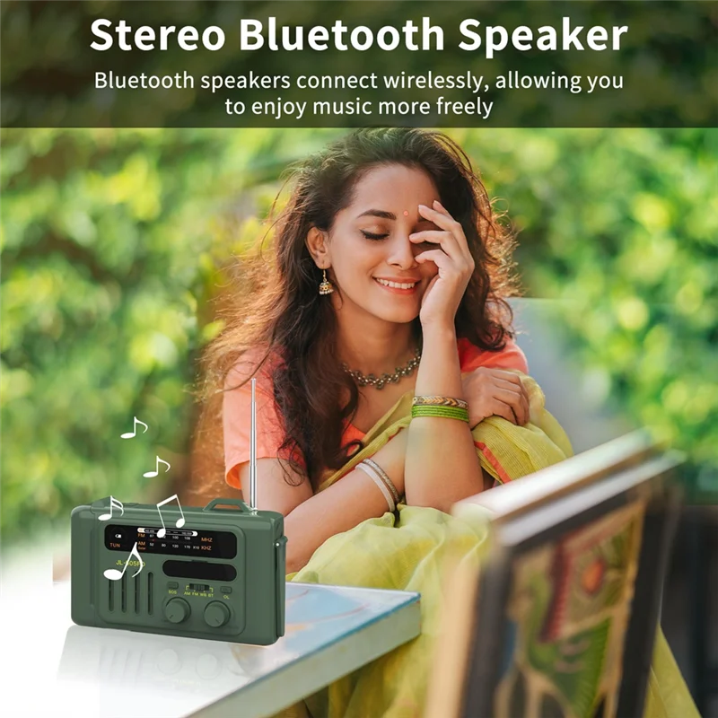 AS95-Solar Hand Crank Radio Outdoor Solar Hand Crank Radio Portable AM/FM/NOAA Radio Bluetooth Speaker With LED Reading Lamp Gre
AS95-Solar Hand Crank Radio Outdoor Solar Hand Crank Radio Portable AM/FM/NOAA Radio Bluetooth Speaker With LED Reading Lamp Gre