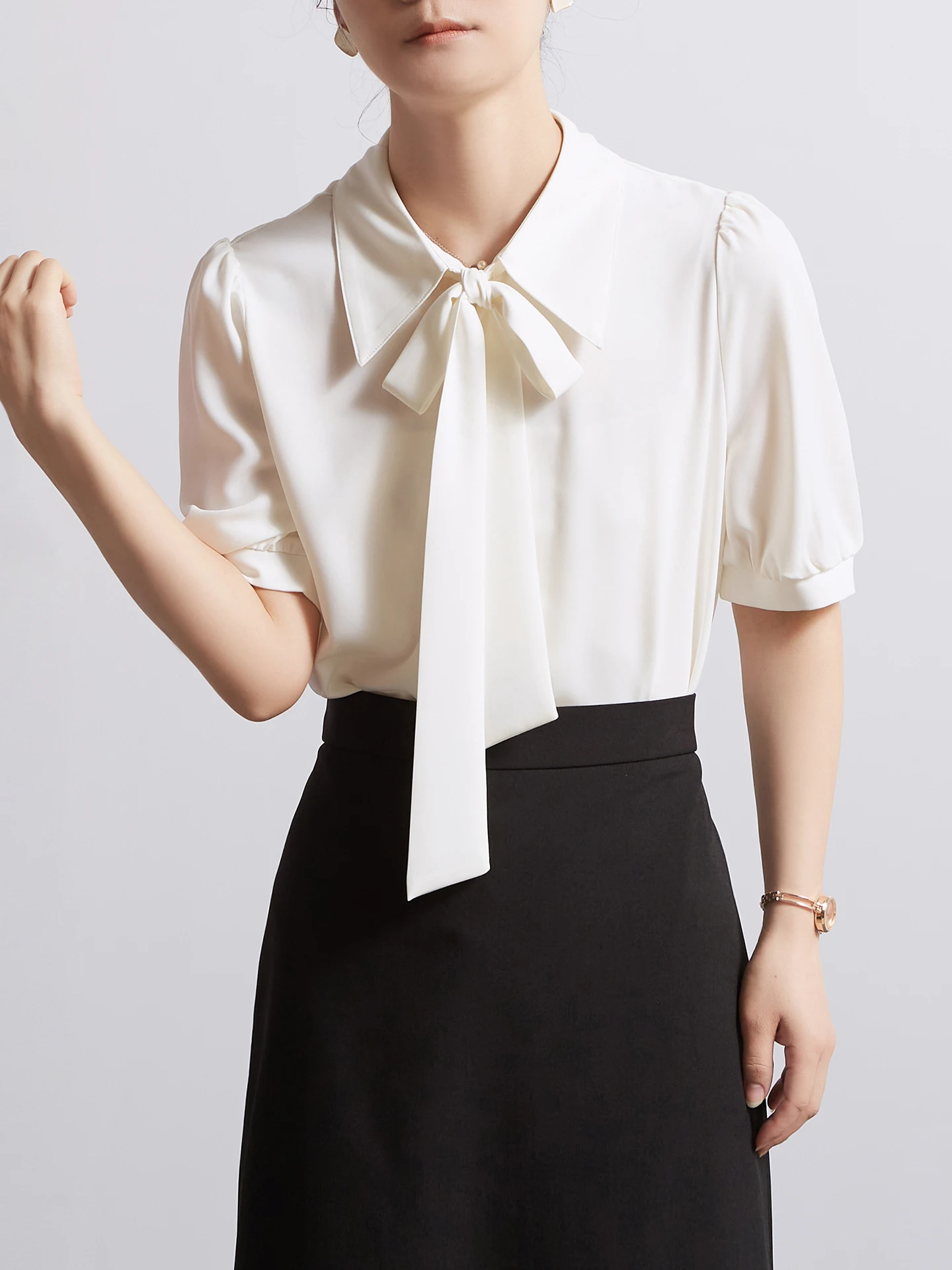 CHICBLISS White Chiffon Shirt Women's Summer Knot Tie Commute Draping Sharp Collar Short Sleeve Female Style
CHICBLISS White Chiffon Shirt Women's Summer Knot Tie Commute Draping Sharp Collar Short Sleeve Female Style