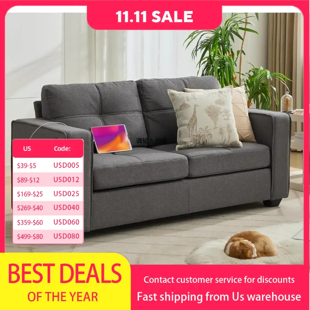 65" W Morden Linen Sofa with 2 USB Charging Ports and Wide Arms, Mid-Century Comfortable Upholstered Sofa
65" W Morden Linen Sofa with 2 USB Charging Ports and Wide Arms, Mid-Century Comfortable Upholstered Sofa