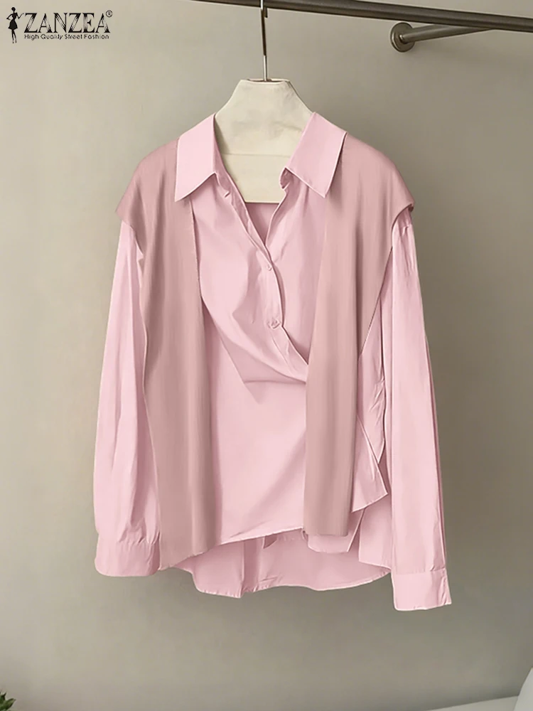 ZANZEA Autumn Shirts Long Sleeve With Shawl Korean Style Women Patchwork Tops 2025 Fashion Solid Color Lapel Neck Tunic
ZANZEA Autumn Shirts Long Sleeve With Shawl Korean Style Women Patchwork Tops 2025 Fashion Solid Color Lapel Neck Tunic