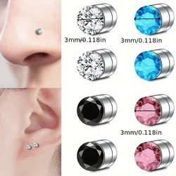 2-12Pcs Simple Stainless Steel Magnetic Nose Stud Earrings, 3mm Non-Pierced Body Jewelry For Male and female 2-12Pcs Simple Stainless Steel Magnetic Nose Stud Earrings, 3mm Non-Pierced Body Jewelry For Male and female