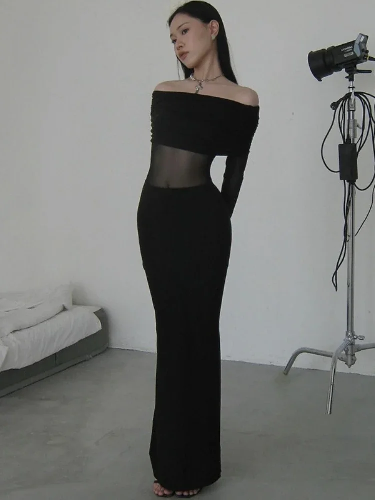 Sexy Dresses Women Slash Neck Mesh Patchwork Long Sleeve Black Slim Stretch Party Dress Elegant Ladies Fashion Chic
Sexy Dresses Women Slash Neck Mesh Patchwork Long Sleeve Black Slim Stretch Party Dress Elegant Ladies Fashion Chic