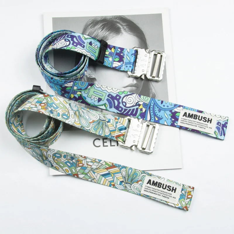 Canvas printed belt,Colorful Paisley Pattern Work Pants with Automatic Buckle Fabric
Canvas printed belt,Colorful Paisley Pattern Work Pants with Automatic Buckle Fabric