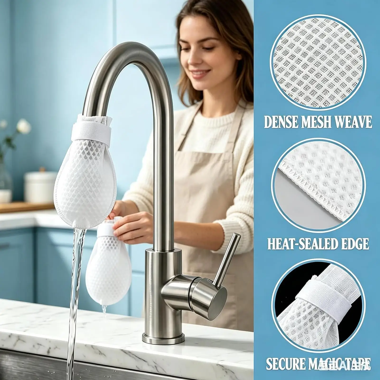 Faucet Filter Cotton Cover Fine Fiber Purification Socks with Sediment Barrier Layer Reusable Faucet Water Filter for Limescale
Faucet Filter Cotton Cover Fine Fiber Purification Socks with Sediment Barrier Layer Reusable Faucet Water Filter for Limescale