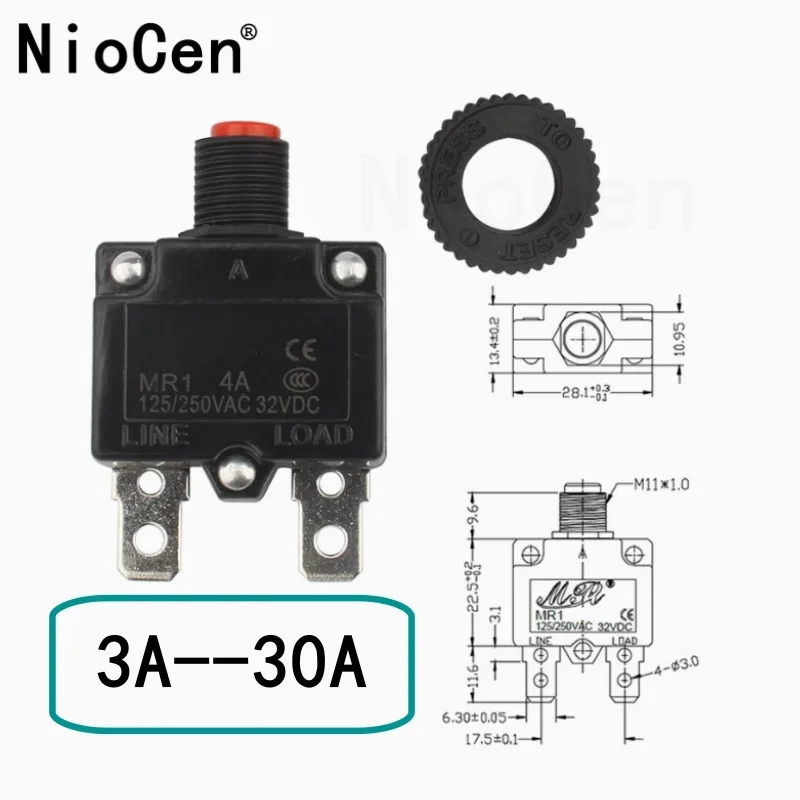 (1pcs)Overload and overheat protection circuit breaker 10A8A15A single-phase and two-phase electric AC
(1pcs)Overload and overheat protection circuit breaker 10A8A15A single-phase and two-phase electric AC