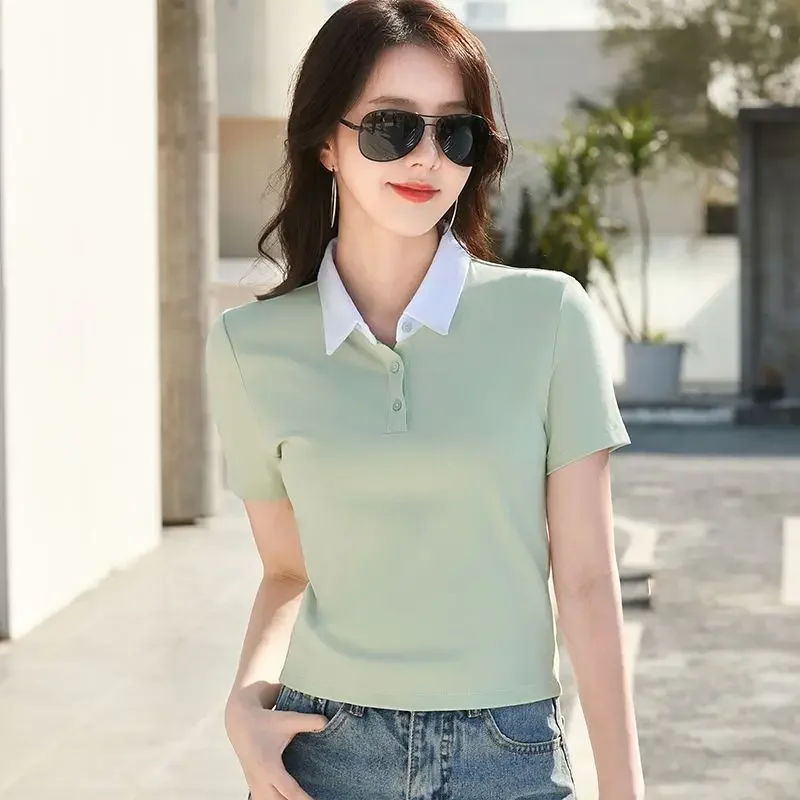 Plain Woman Tshirt Slim Polo Neck T Shirt for Women Women's Short Sleeve Aesthetic Clothing Trend 2025 Original on Offer T-shirt
Plain Woman Tshirt Slim Polo Neck T Shirt for Women Women's Short Sleeve Aesthetic Clothing Trend 2025 Original on Offer T-shirt