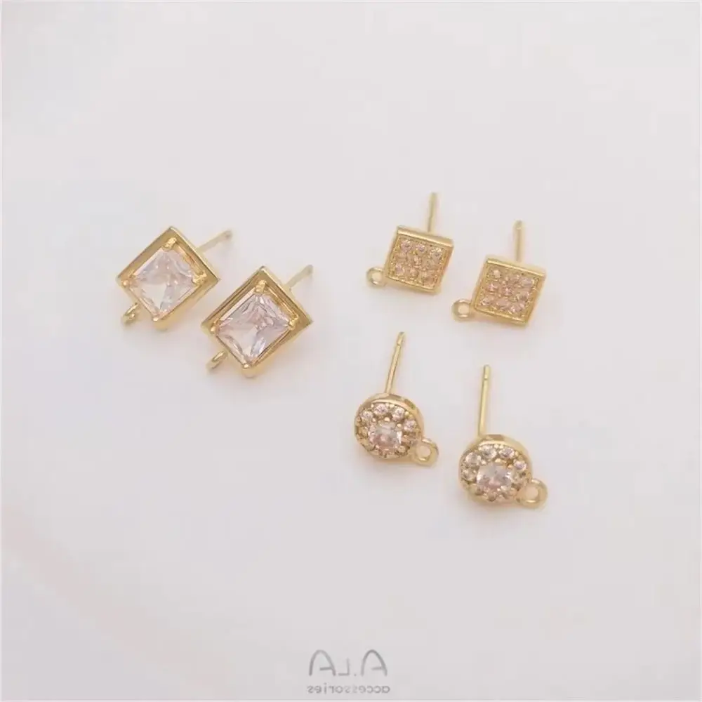 14K Gold Inlaid Zircon Round Diamond Rectangular Earrings with Hanging Rings 925 Silver Ear Pins DIY Earrings E224
14K Gold Inlaid Zircon Round Diamond Rectangular Earrings with Hanging Rings 925 Silver Ear Pins DIY Earrings E224