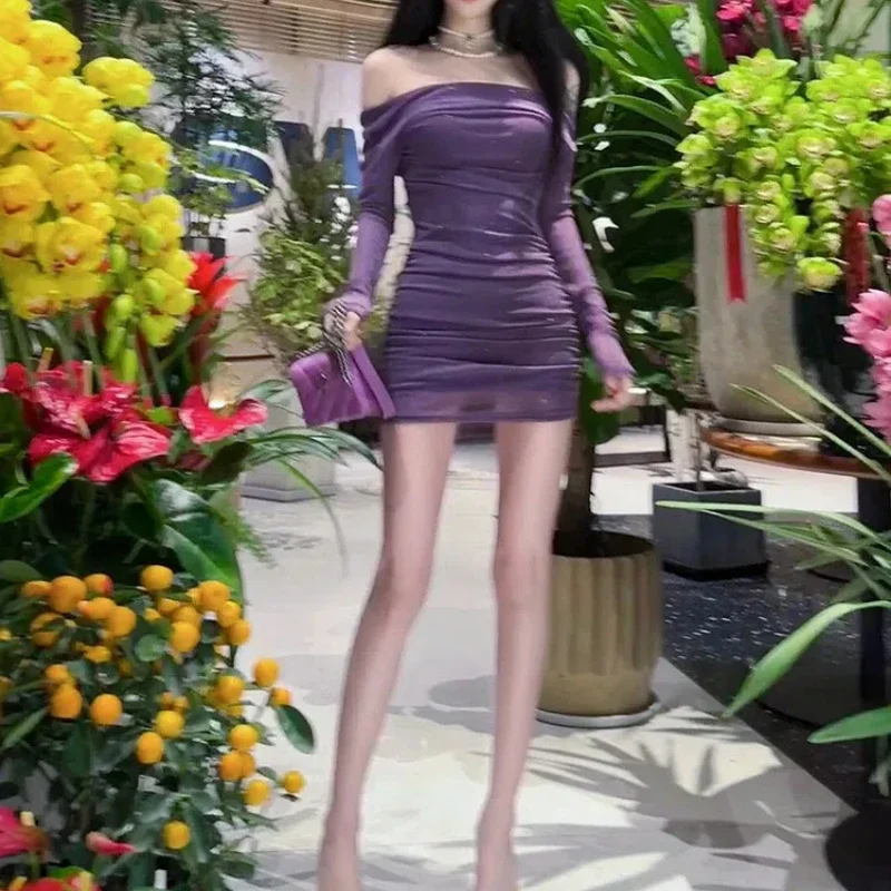 New Solid Color Slash Neck Long Sleeve Fashion Mini Dress Women High Street Slim Sexy Pleated Package Hip Dress XT543
New Solid Color Slash Neck Long Sleeve Fashion Mini Dress Women High Street Slim Sexy Pleated Package Hip Dress XT543