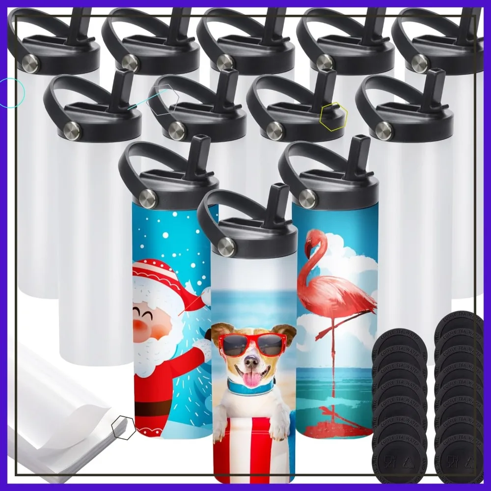 12 Pack Sublimation Tumblers, 20 oz Stainless Steel Insulated Water Bottles with Handle & Straw Lids for Heat Transfer
12 Pack Sublimation Tumblers, 20 oz Stainless Steel Insulated Water Bottles with Handle & Straw Lids for Heat Transfer