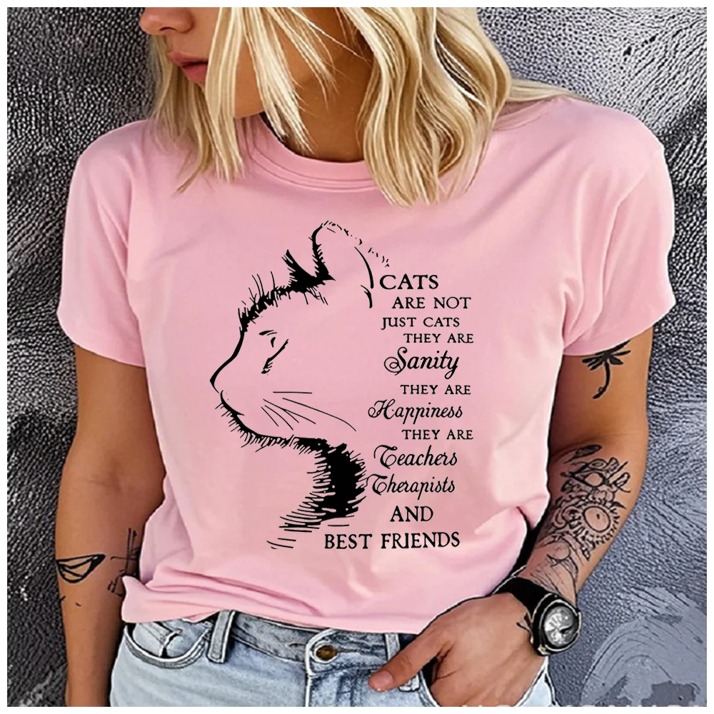 Unisex 100% Cotton Summer Top with Cat Profile Print Loose round Neck Short Sleeve Fashion for Astrology Lovers Black-White Stri
Unisex 100% Cotton Summer Top with Cat Profile Print Loose round Neck Short Sleeve Fashion for Astrology Lovers Black-White Stri