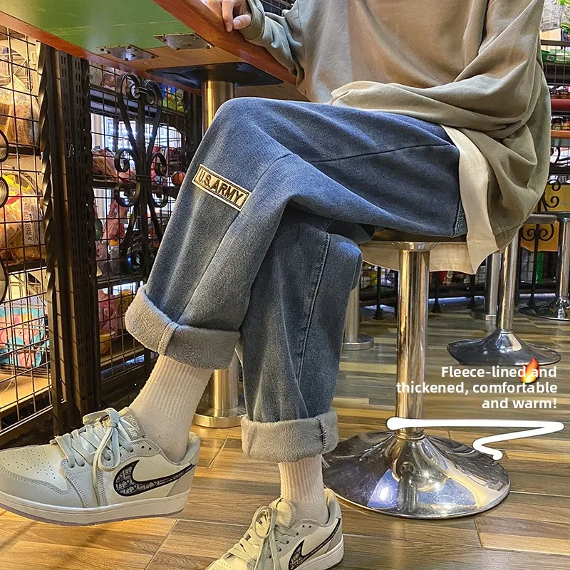 plus Size Men's Straight Leg Fce Lined Thiened Denim Pants Chic Retro Autumn Winter Wide Leg Trousers Youth Faion
plus Size Men's Straight Leg Fce Lined Thiened Denim Pants Chic Retro Autumn Winter Wide Leg Trousers Youth Faion