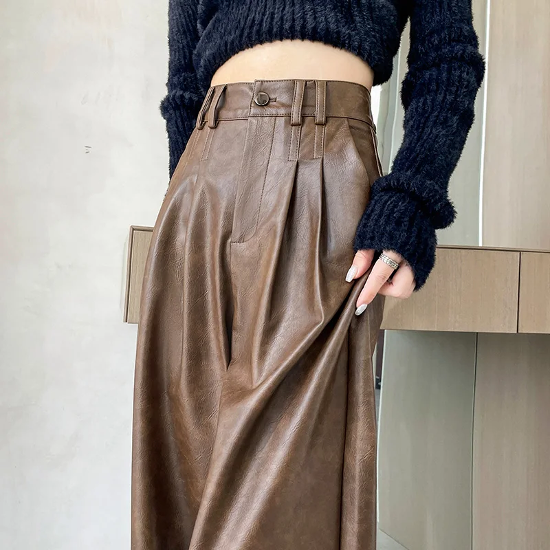 Autumn Winter PU Leather Vintage Women's Wide Leg Pants 2024 New High Waist Khaki Korean Casual Loose Full Pants Female
Autumn Winter PU Leather Vintage Women's Wide Leg Pants 2024 New High Waist Khaki Korean Casual Loose Full Pants Female