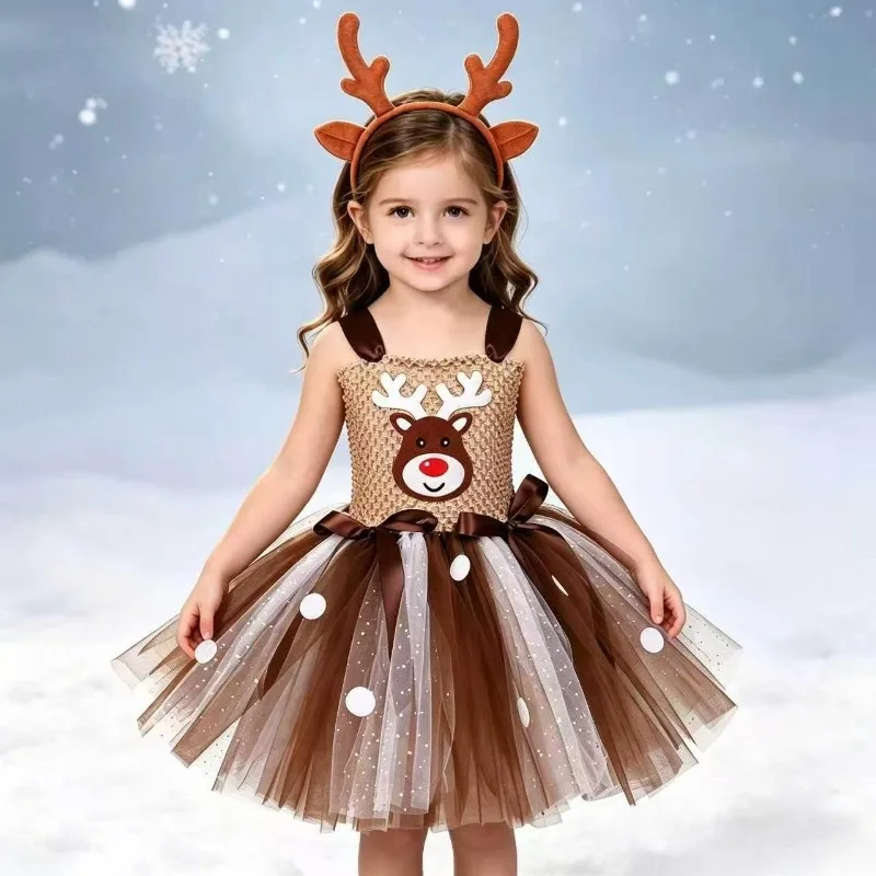 Children's European and American Cartoon Deer Costume Dress with Headband Christmas Elk Mesh Tutu Skirt Festival Party Outfit
Children's European and American Cartoon Deer Costume Dress with Headband Christmas Elk Mesh Tutu Skirt Festival Party Outfit