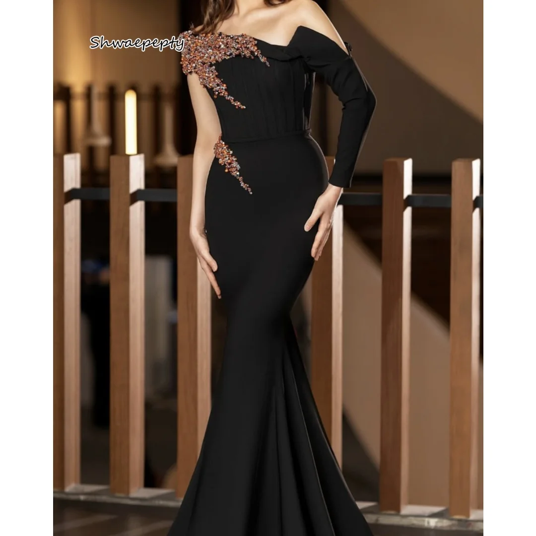 Off Shoulder Arabic Long Prom Dress Beaded Customized Mermaid Formal Occasion Gown Long Sleeve Satin Evening Dresses For Women
Off Shoulder Arabic Long Prom Dress Beaded Customized Mermaid Formal Occasion Gown Long Sleeve Satin Evening Dresses For Women