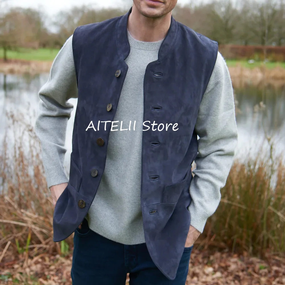 Мужской жилет, модный элегантный мужской жилет, повседневный и универсальный замшевый однобортный костюм с воротником-стойкой, мужской пиджак
Мужской жилет, модный элегантный мужской жилет, повседневный и универсальный замшевый однобортный костюм с воротником-стойкой, мужской пиджак