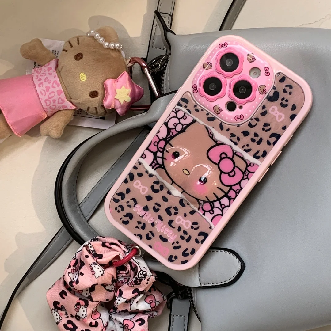 Brown leopard print Hello Kitty Hand Strap rope portable Phone Case For iPhone16 15 14 13Pro Max Pink Edge frame Silicone Cover
Brown leopard print Hello Kitty Hand Strap rope portable Phone Case For iPhone16 15 14 13Pro Max Pink Edge frame Silicone Cover