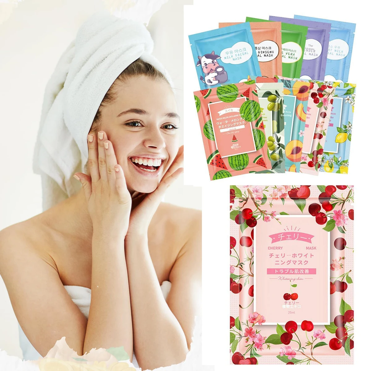Fruit/Aloe/Lavender Sheet Face Masks Skincare, Moisturizing Soothing Facial Masks with Hyaluronic Acid, Deep Hydrating Nourish
Fruit/Aloe/Lavender Sheet Face Masks Skincare, Moisturizing Soothing Facial Masks with Hyaluronic Acid, Deep Hydrating Nourish