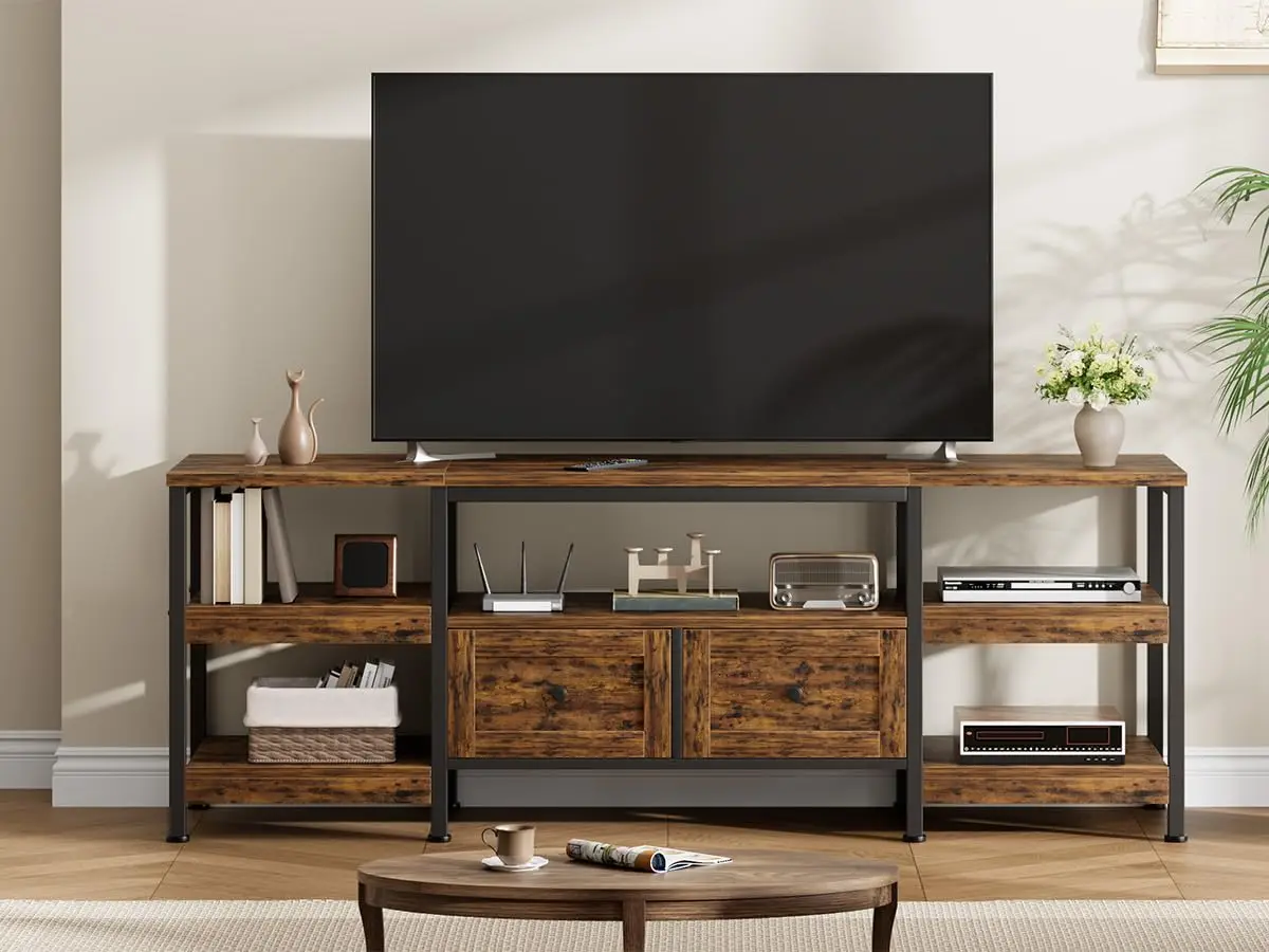 Industrial TV Stand with 2 Drawers, 71 in Entertainment Center for TVs Up to 65 in, Rustic Media Console with, Customized
Industrial TV Stand with 2 Drawers, 71 in Entertainment Center for TVs Up to 65 in, Rustic Media Console with, Customized