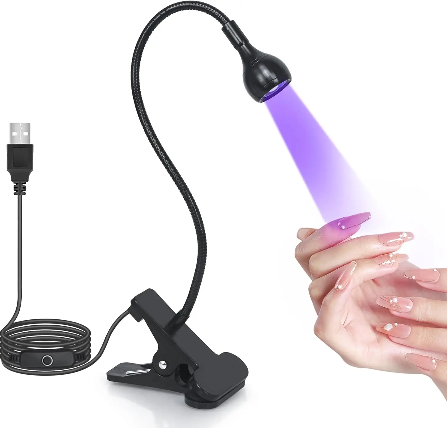 UV Nail Lamp, 3W LED Flash Cure with Gooseneck, 4 Brightness Levels for Gel Polish, USB Powered
UV Nail Lamp, 3W LED Flash Cure with Gooseneck, 4 Brightness Levels for Gel Polish, USB Powered