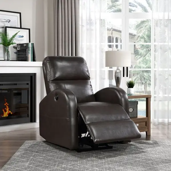 Power Reclining Chair 1pc Brown Faux Leather Upholstered Modern Contemporary Power Motion Reclining
Power Reclining Chair 1pc Brown Faux Leather Upholstered Modern Contemporary Power Motion Reclining