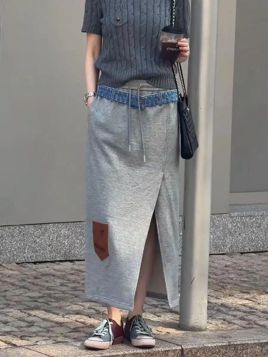 Gray Splice Side Split A-Line Midi Skirt Women's High Waist Summer Elegance Loose Fit Long Skirt Ladies Premium Fashion
Gray Splice Side Split A-Line Midi Skirt Women's High Waist Summer Elegance Loose Fit Long Skirt Ladies Premium Fashion